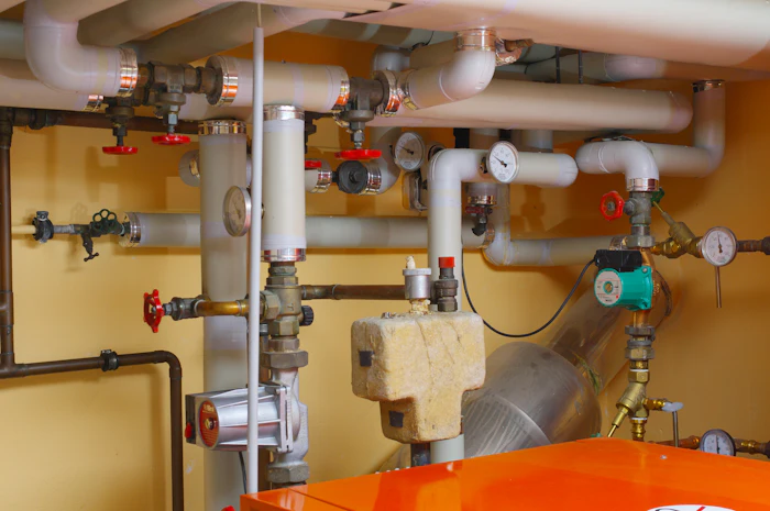 Before: Boiler cupboard re-piped